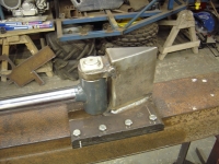  wedge welded to slider, pin mounts made and drilled, and hardened pin shortened to length